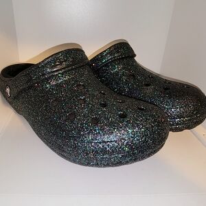 Crocs Classic Glitter Lined Clogs Black/Multi colorway Men's 7 / Women's 9